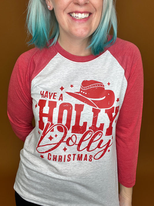 Last Call Holly Dolly Raglan Tee