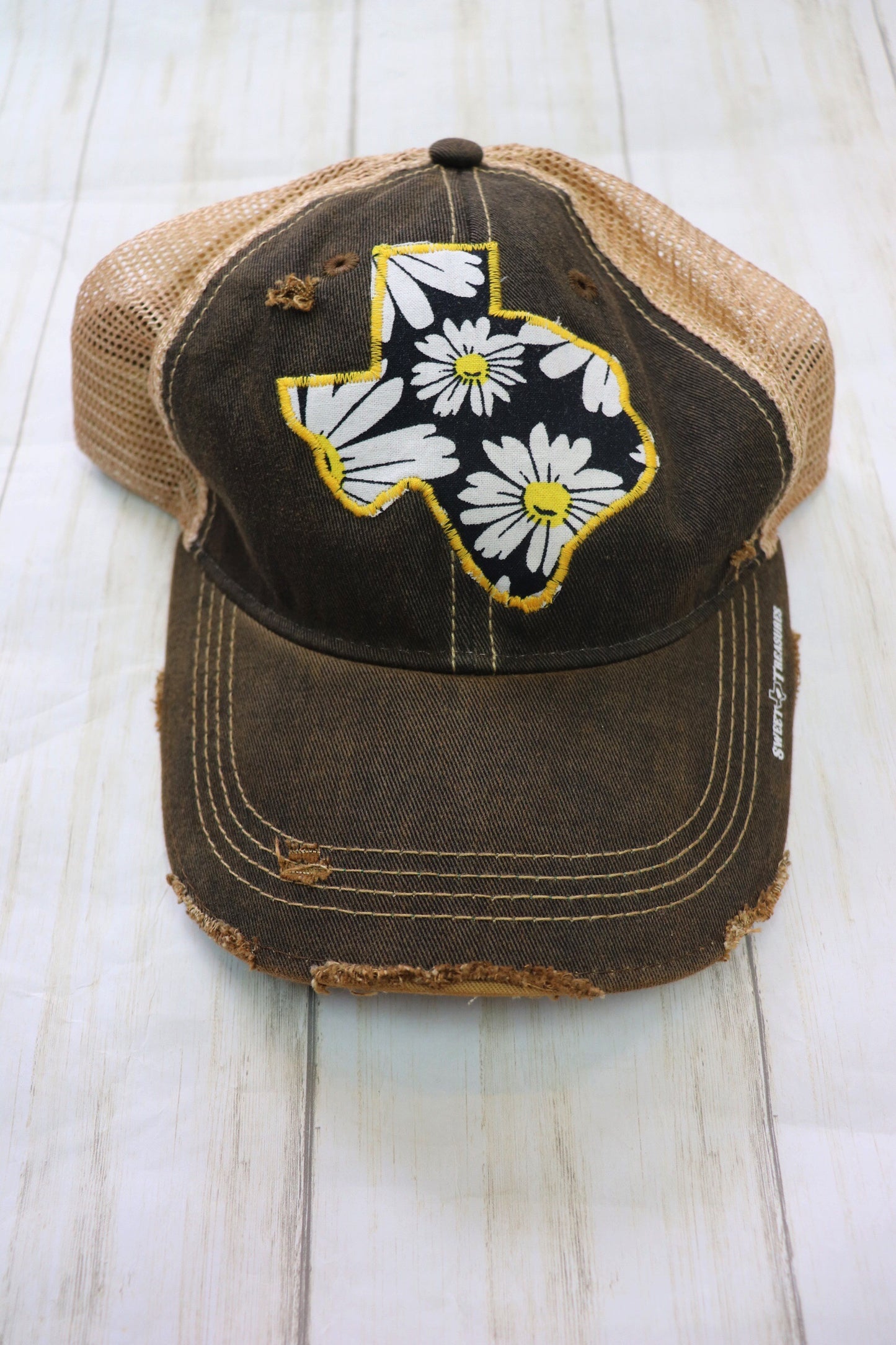 Black & Yellow Daisy Dirty Trucker Hat