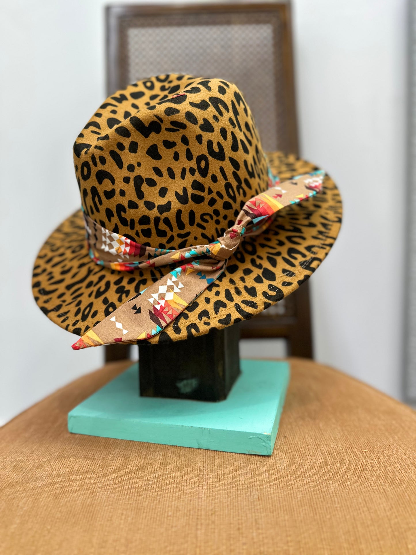 Primo Tan Aztec Brown Leopard Panama Hat