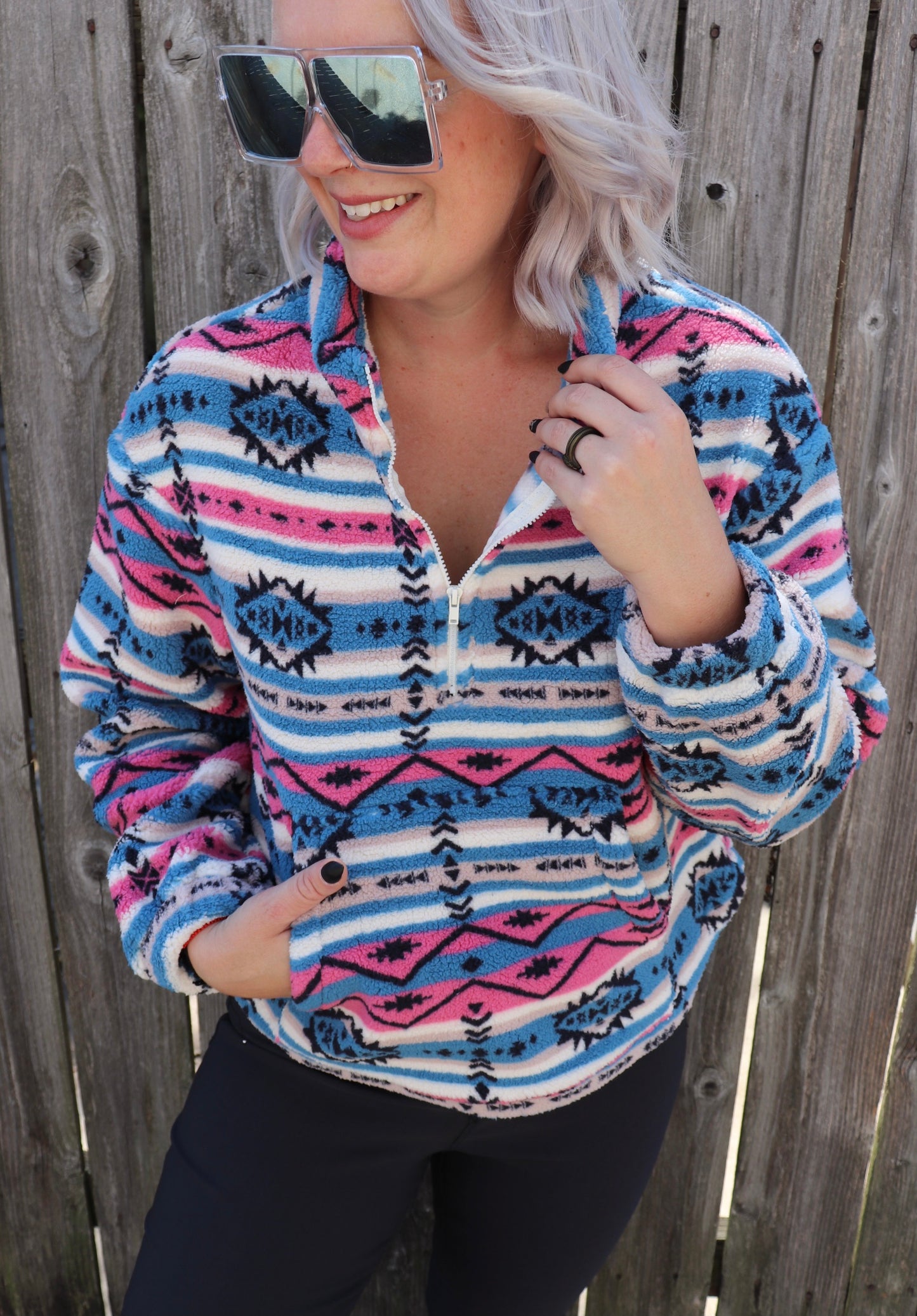 Last Call Saved By Tribal Cropped Pullover