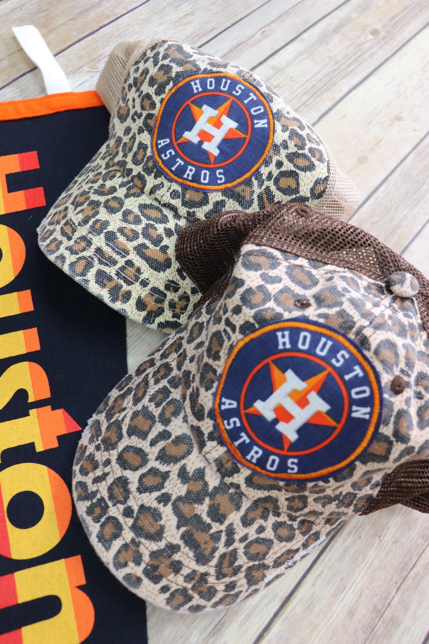 Houston Baseball Leopard Trucker Hat